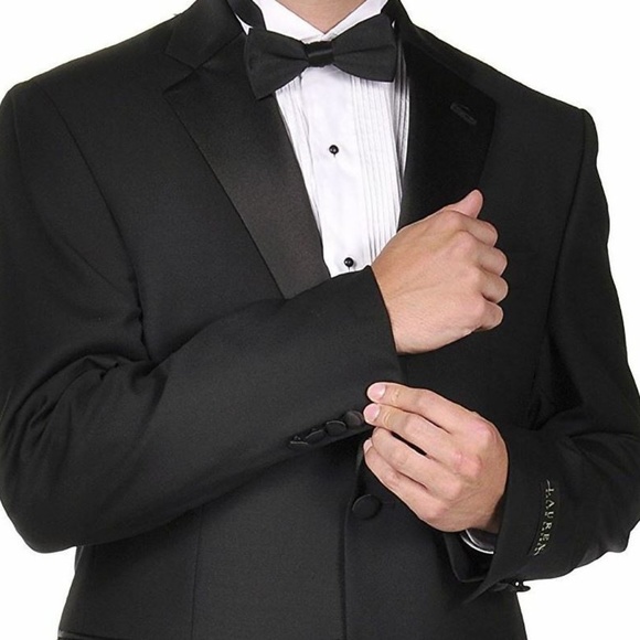 New RALPH LAUREN Black Wool 2 Button Tuxedo & FREE - Picture 2 of 8
